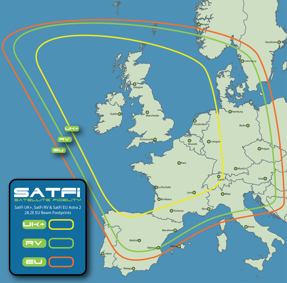 Astra 28.2 Euro Satellite Footprint
