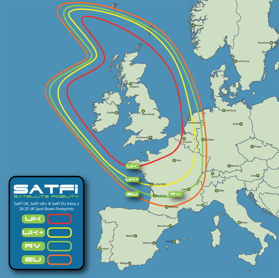 Astra 28.2 UK Satellite Footprint